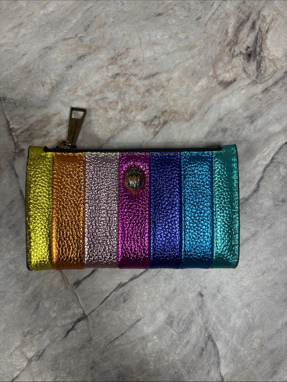 Kurt Geiger Metallic Rainbow Stripe Zip Wallet
